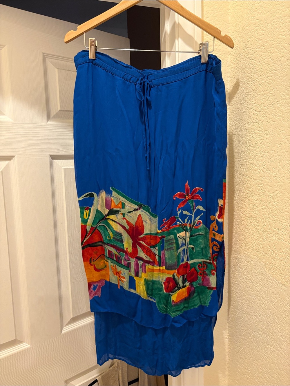Dorothy Schoelen platinum petites Blue Floral Skirt, size 10